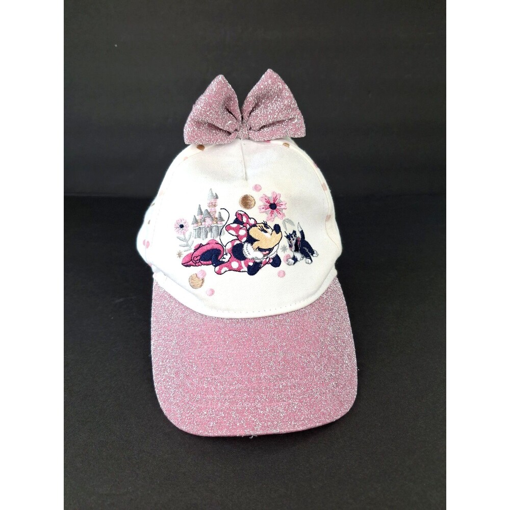 Disney Park Toddler Girls Pink Glitter Polka Dot Minnie Mouse Hat Youth 49-55 CM